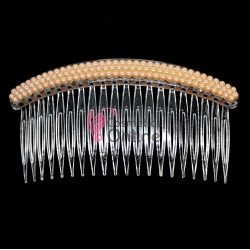 Pieptene din plastic BT026BB Transparent pentru par cu perlute Coffee